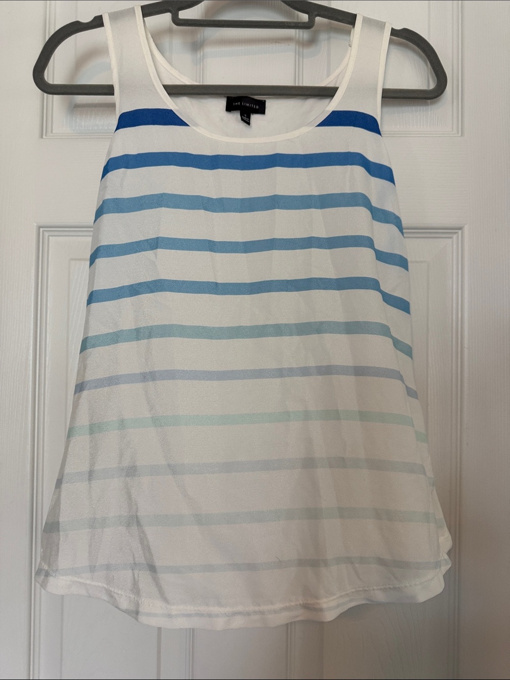 The Limited White Tank with Blue Gradient Stripes